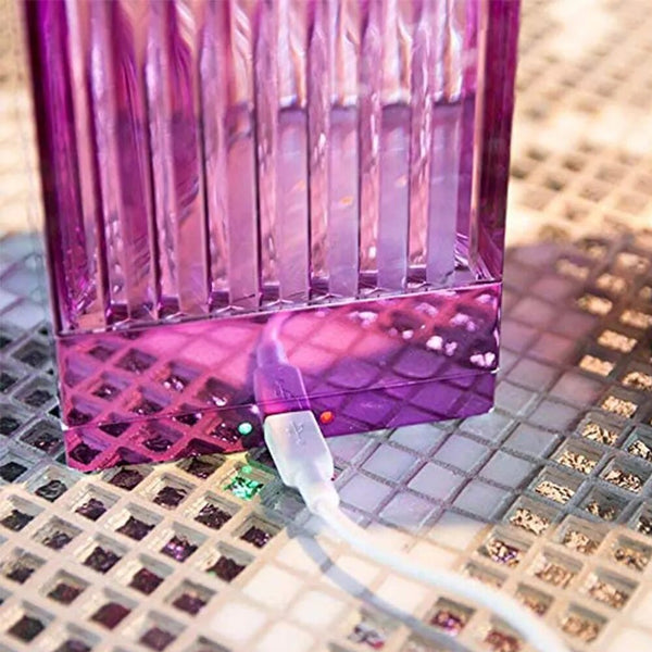 Luxury Acrylic Crystal Red Lantern Usb Charging Table Lamp For Decor Lamps