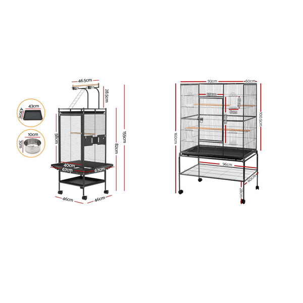 I.Pet Bird Cage Large Cages 155Cm Parrot Aviary Stand Alone Budgie Wheels Castor Bird Cages