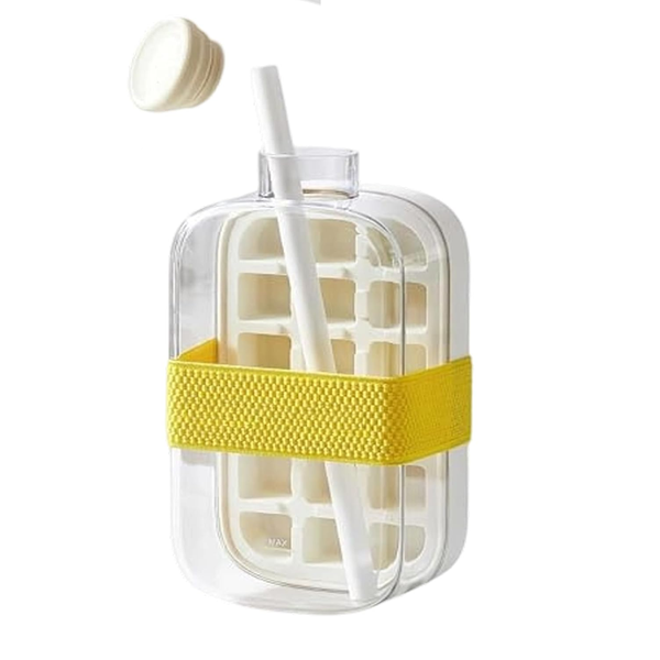 Ice Tray Cube Mold Press Maker With Lid 2 In 1 Bottle Food Grade Making Straw Dual Use Kettle Ice Cubes Trays & Moulds