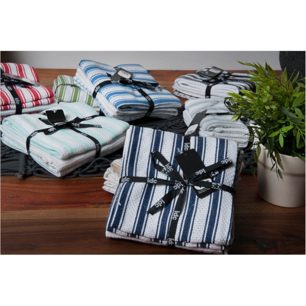 Idc Homewares Set Of 3 Gardenia Cotton Tea Towels Charcoal