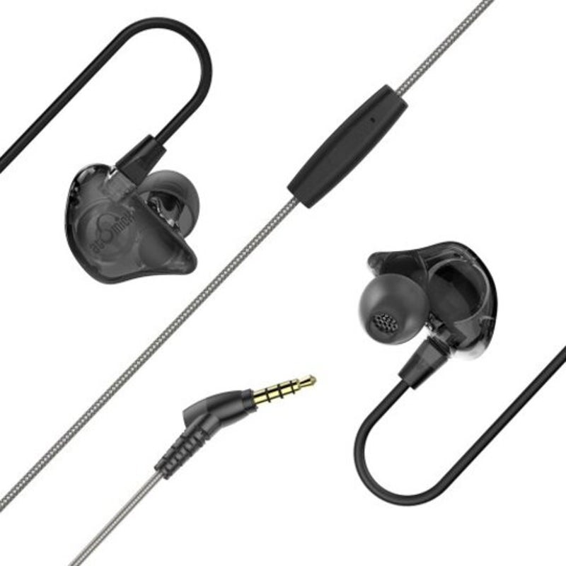 S410 Dual Dynamic Drivers Powerful Black Wired Earphones