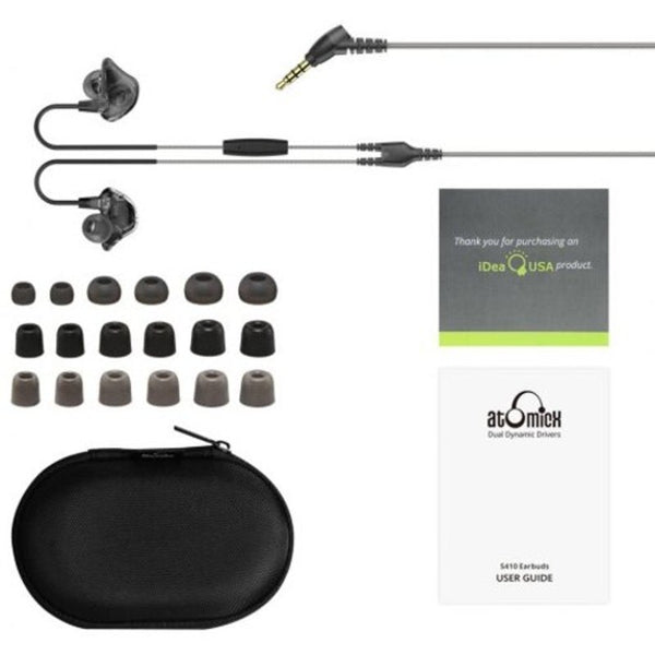 S410 Dual Dynamic Drivers Powerful Black Wired Earphones