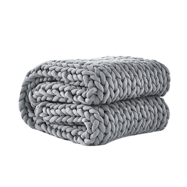 Dreamz Knitted Weighted Blanket Chunky Grey Kids Blankets