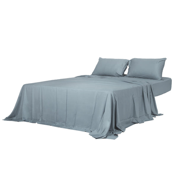 Dreamz 4Pcs Double Size 100% Bamboo Bed Sheet Set Grey Soft Breathable Hypoallergenic Sheets
