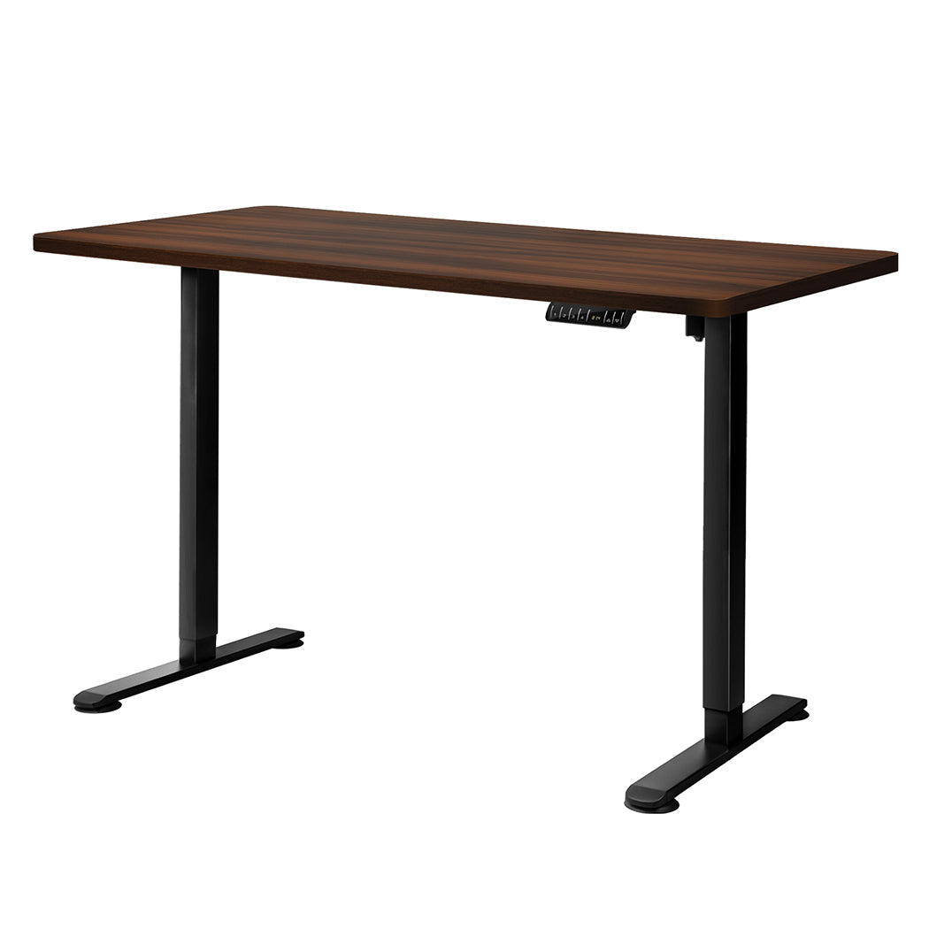 Levede Motorised Standing Desk Adjustable 140Cm Walnut 1000X 1Mm Black Frame Standing Desks