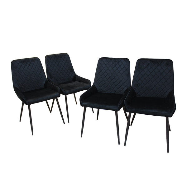 X 4 Padded Seat Soft Velvet Dining Chairs