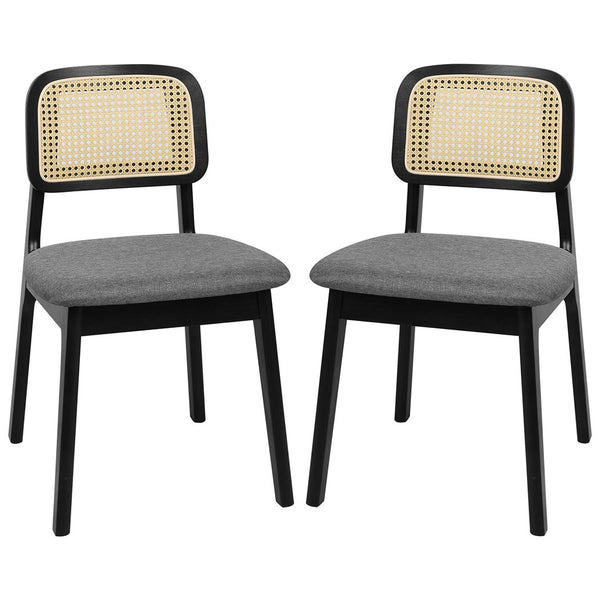 Levede 2X Dining Chair Wood Rattan Armless Black Dining Chairs