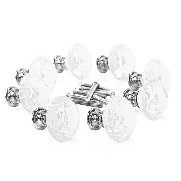 16 Pcs Clear Crystal Knobs Diamond 40Mm Large Transparent Cabinet Knobs