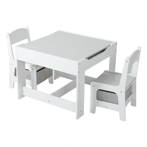 Bopeep Kids Table And Chairs Set Storage White Grey Kids Tables