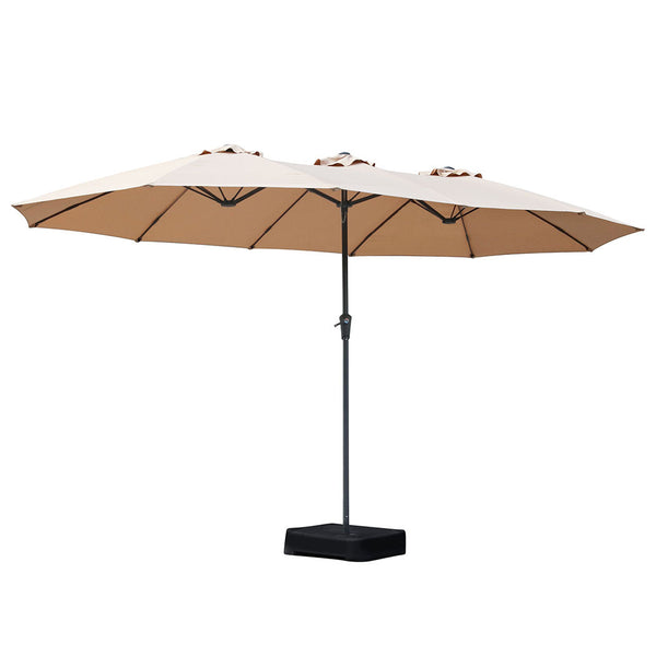 Centra 4.5M Double Sided Patio Umbrella Outdoor Base Stand Khaki Patio Umbrellas