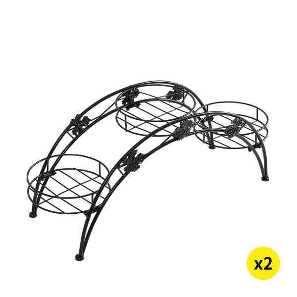 2X Plant Stand Outdoor Indoor Metal Black Plant Stands