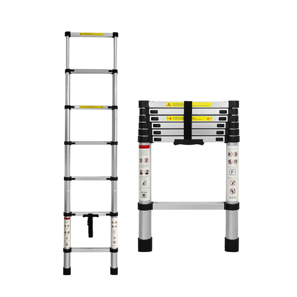 Traderight Multipurpose Ladder Telescopic 2M Silver Meter Ladders