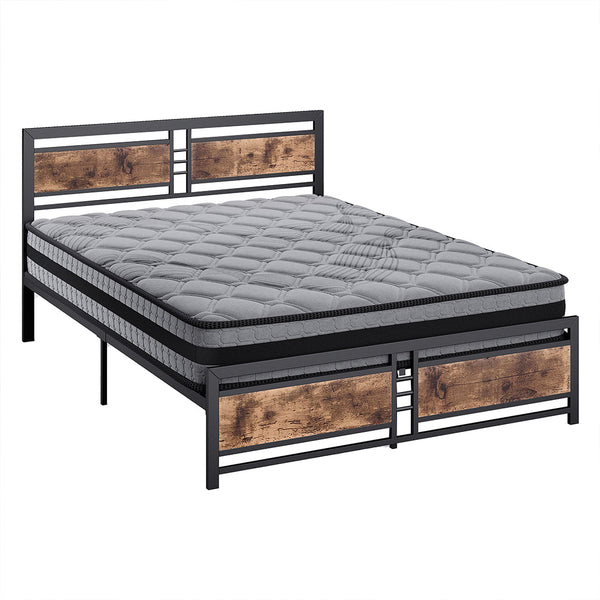 Metal Bed Frame Mattress Base Set Wood Queen Queen Bed Frames