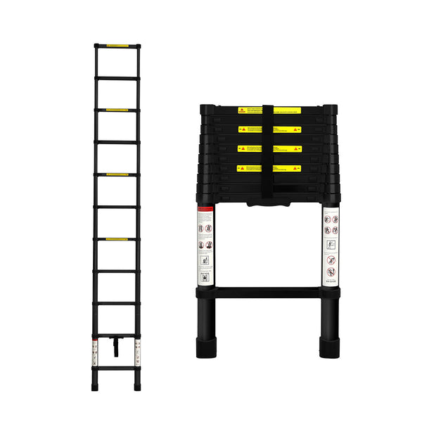 Black 3.2 Meter Telescopic Ladder Folding & Step Ladders