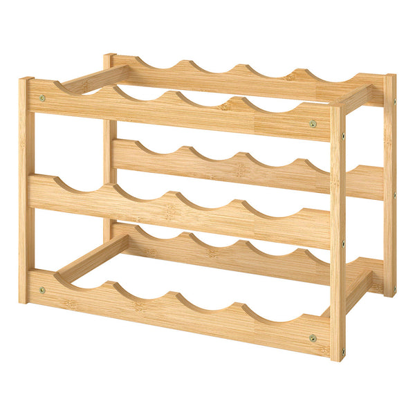 Toque Natural Bamboo Wine Rack 12 Bottle Capacity Racks