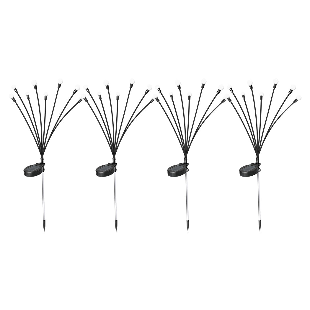 Firfly Solar Lawn Lights 8Led 4Pc Outdoor Black Landscape & Walkway Lights