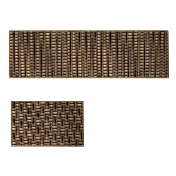 Marlow Kitchen Rug 2Pcs Woven Non Slip Absorbent Brown Rugs