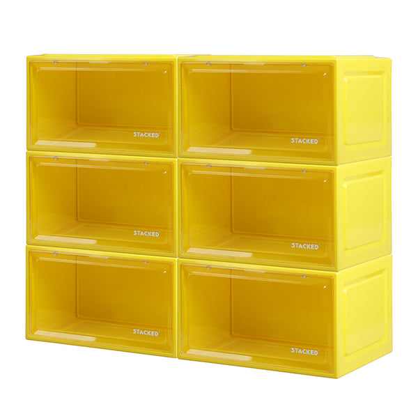 Stacked Sneaker Display Case 6X Clear Yellow Shoe Organisers
