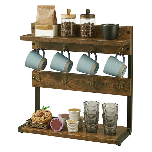 Levede 2 Tier Industrial Mug Holder Stand With 8 Hooks & Shelf Other Kitchen Storage