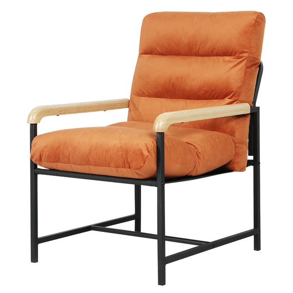 Levede Metal Framed Lounge Chair Velvet In Orange Loungers
