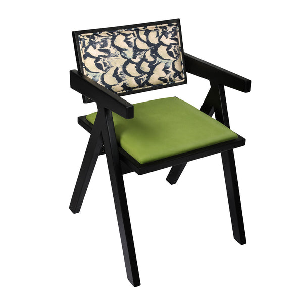 Levede 1X Retro Velvet Dining Chair Green/Black Dining Chairs