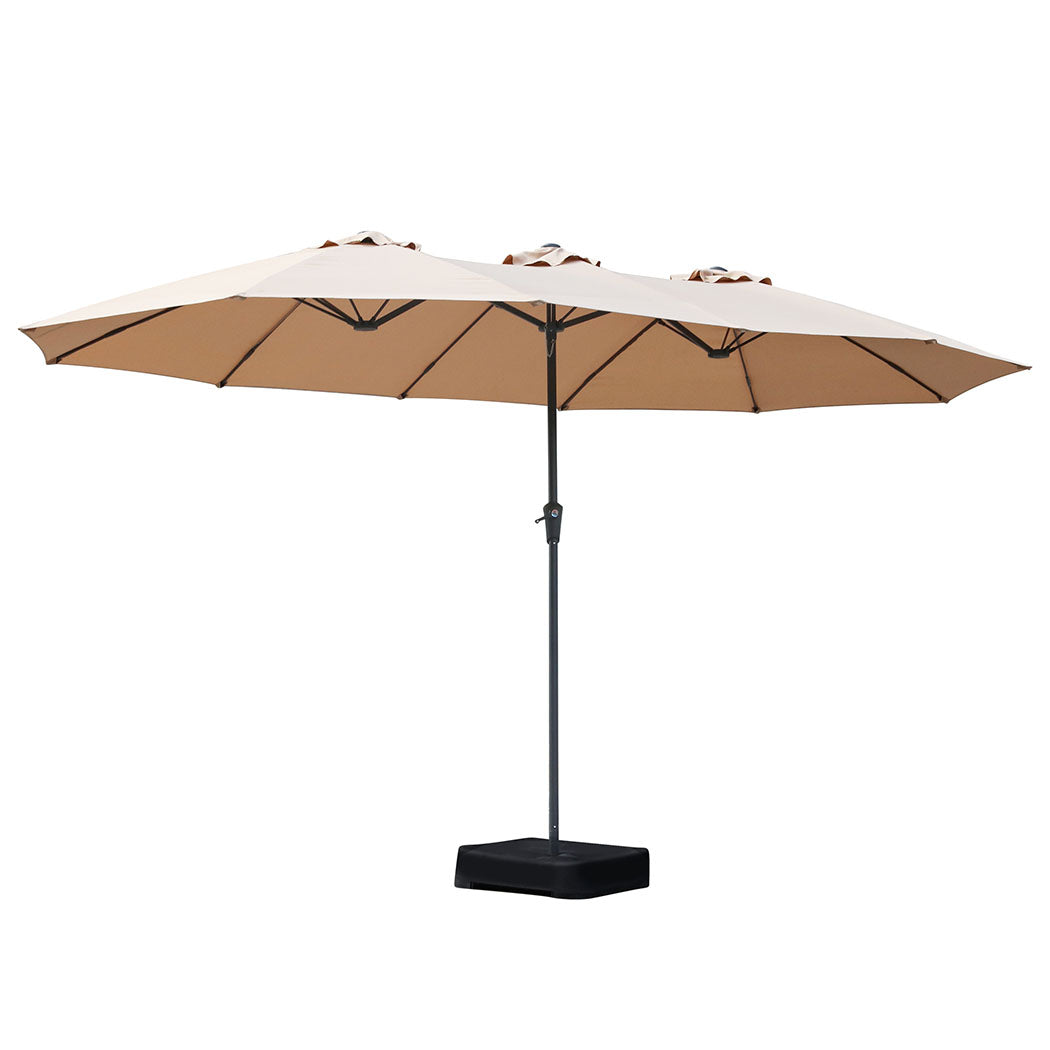 Centra 4M Double Sided Patio Umbrella Outdoor Base Stand Khaki Patio Umbrellas