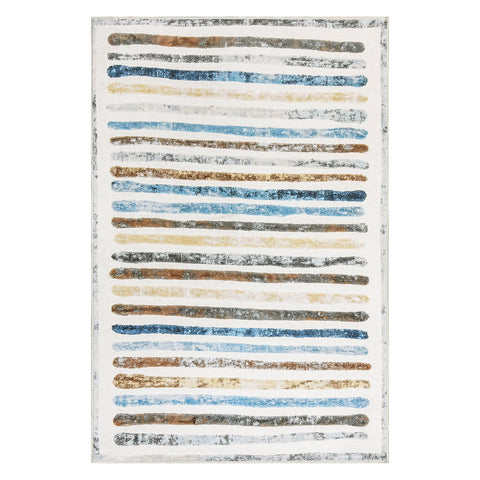 Marlow Floor Rug Short Pile Washable Carpet Soft Plush Non Slip Stripe 80X120 Rugs