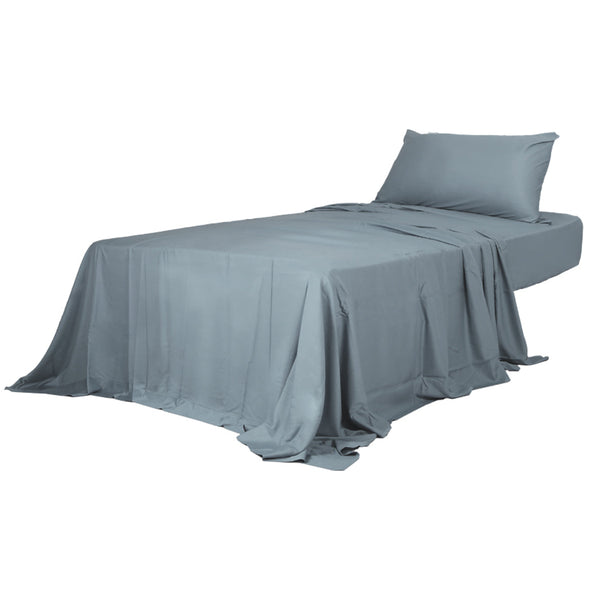 Dreamz 3 Piece Single Size 100% Bamboo Bed Sheet Set Grey Sheets