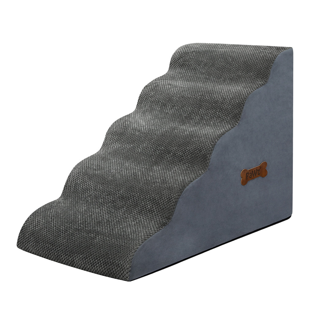 Pawz 5 Steps Pet Stairs Dog Ramp High Density Foam Grey Pet Transport