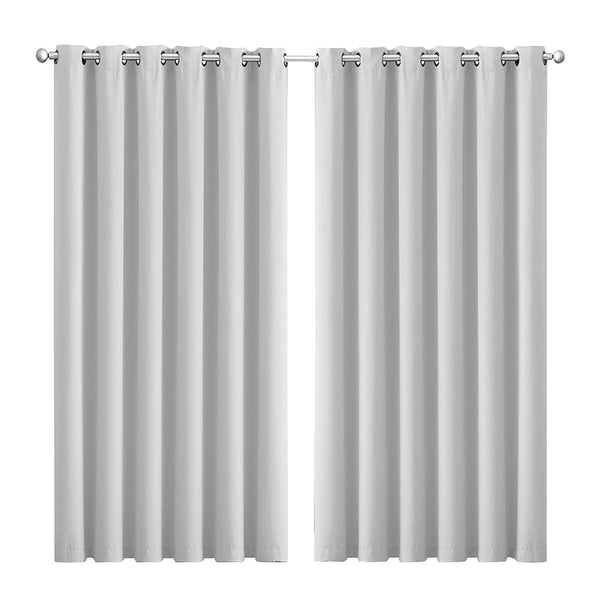 2X Blockout Curtains Panels 3 Layers Grey Curtains & Drapes