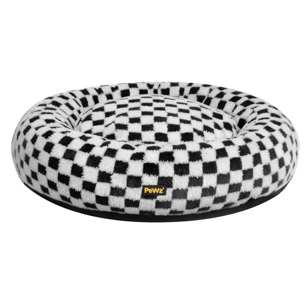 Pawz Circular Plush Dog Cosy Bed Calming Pet 70Cm X 11Cm Black And White Pet Beds