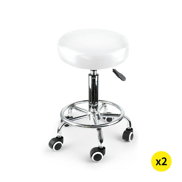 2X Swivel Salon Barstool Hairdressing White Salon Stools
