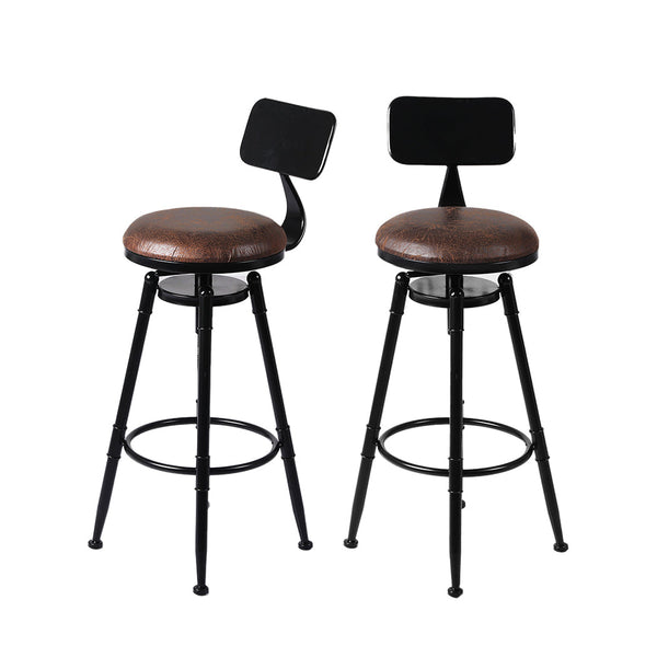 Levede 2X Bar Stool Kitchen Wooden Pu Benches Bar Stools