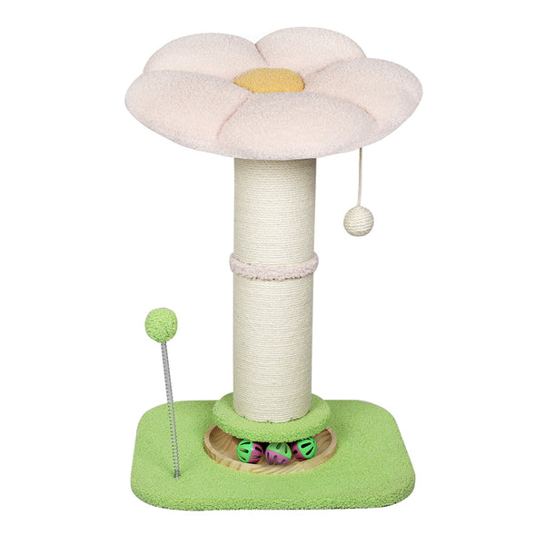 Pawz Cat Scratching Post Flower 61.5Cm Tree Tower Pink And Green Furniture & Scratchers