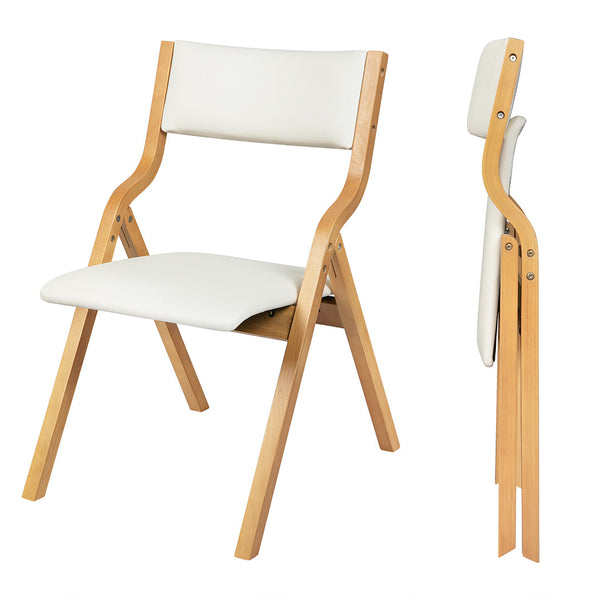 Levede Set Of 2 Foldable Pu Beige For Compact Storage And Stylish Seating Dining Chairs