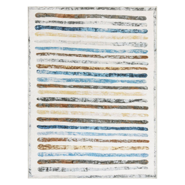 Marlow Washable Stripe Floor Rug Soft Plush Non Slip 160X120cm Rugs