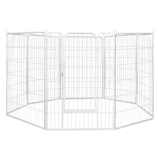 Pawz 8 Panel 40" Pet Dog Playpen Puppy White 2.5Kg Venison Safe And Spacious Area For Pets Fences & Pens