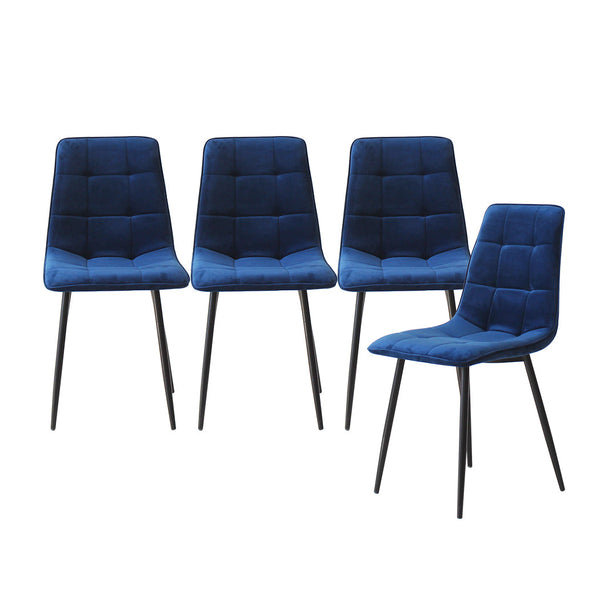 Levede Velvet Blue 4 Piece Set For Kitchen Modern Comfort And Style Dining Chairs