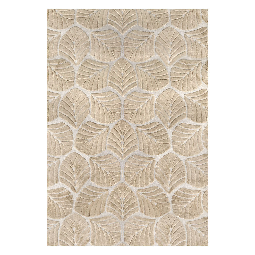 Marlow Floor Rug Soft Embossed Carpet Non Slip Plush Shaggy Leaf Pattern Rugs