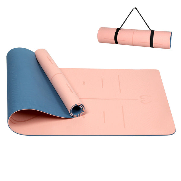 Centra Yoga Mat Dual Colour Body Position Lines Pink Mats & Non Slip Towels