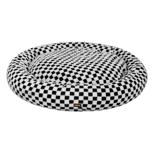Pawz Circular Plush Dog Cosy Bed Calming Pet 70Cm X 11Cm Black And White Pet Beds