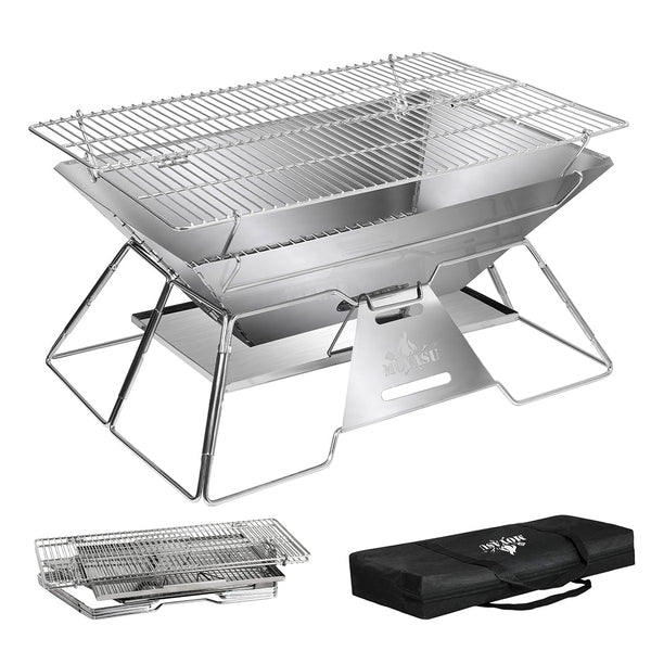 Levede Folding Bbq Charcoal Grill Silver Camping Stoves Ovens & Bbqs