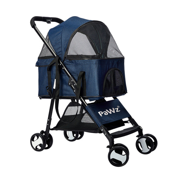 Pawz Large Pet Stroller Dog Cat Carrier Blue Dog Strollers