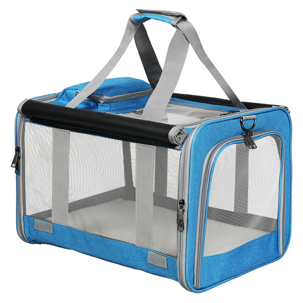 Pawz 3 In 1 Pet Soft Crate Dog Cat Carrier M Size Blue Small Animal Supplies