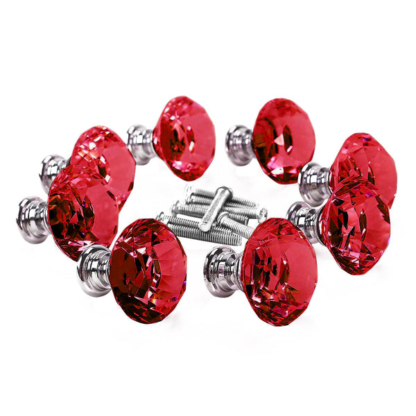 16 Pcs Red Crystal Knobs Diamond 30Mm Small Cabinet Knobs