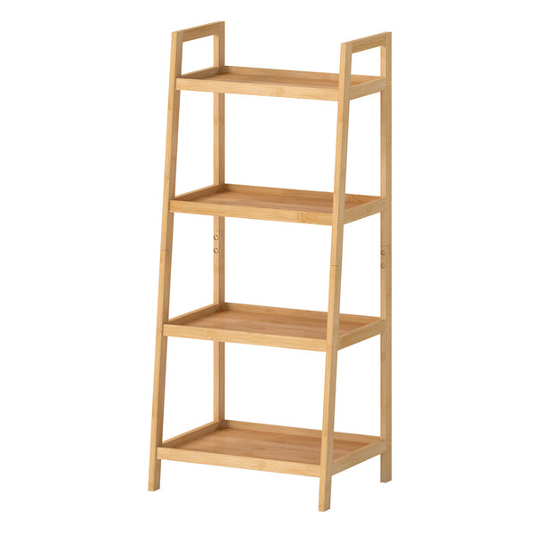 Levede Bamboo Ladder Bookcase 4 Shelf Books Plant Storage Rack Organiser Bookshelves