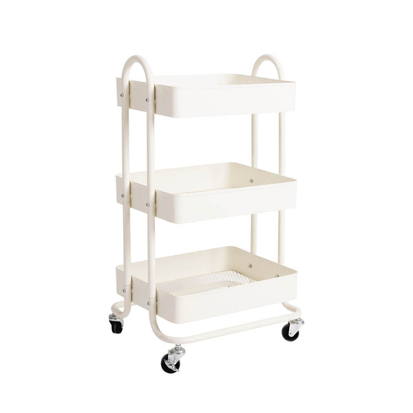 Levede 3 Tiers Kitchen Trolley Cart White Storage Organiser With Rolling Wheels Kitchen Carts