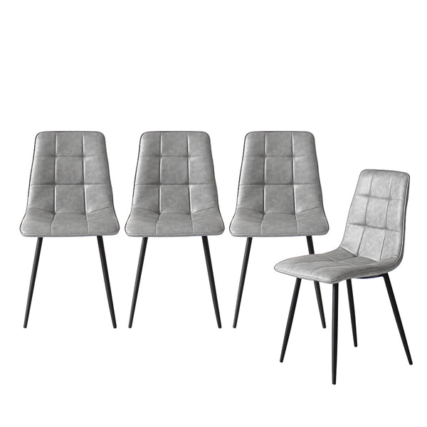 Levede 4X Kitchen Grey Faux Leather Dining Chairs