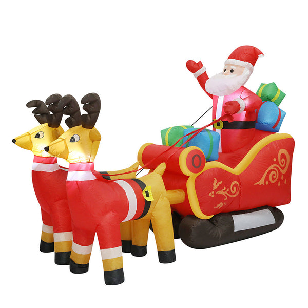 Santaco Led Inflatable Sleigh Reindeer 2.2M Seasonal Decorations