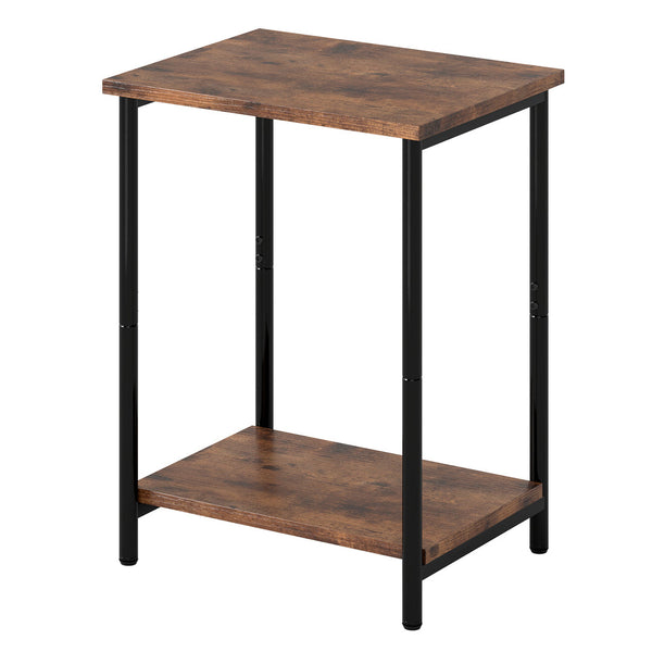 Levede Side Table 2 Tier Industrial Vintage End Storage Shelf Nightstand Brown & Black Side Tables